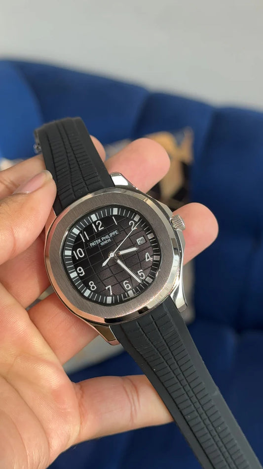 Aquanaut Auto | Silver | Black Dial | Black strap
