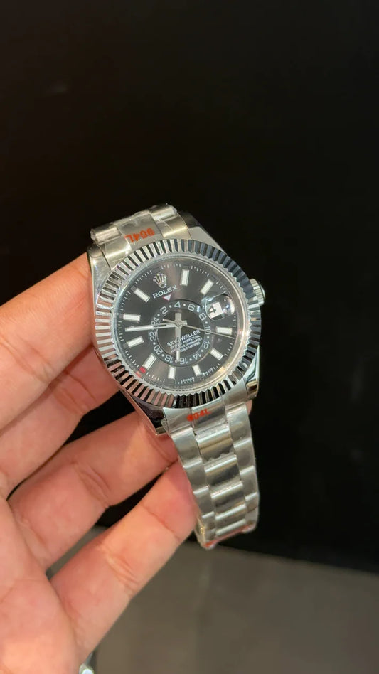 Sky Dweller | Silver Oyester Chain | Black Dial