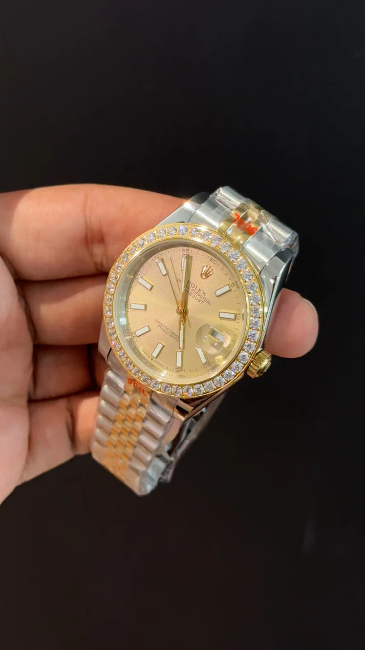 DateJust | Diamond Bezel | Gold Two Tone | Gold Dial
