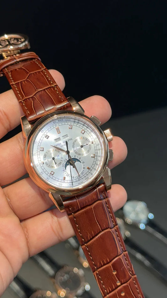 Patek Century | Auto | Diamond White Dial | Brown leather strap