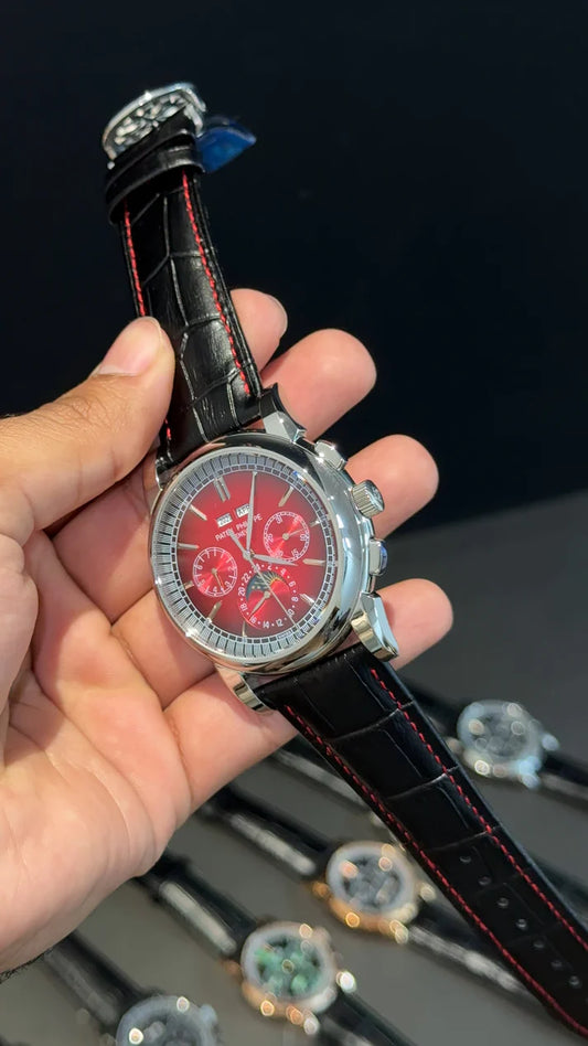 Patek Century | Auto | Redish Index Dial | Black leather strap