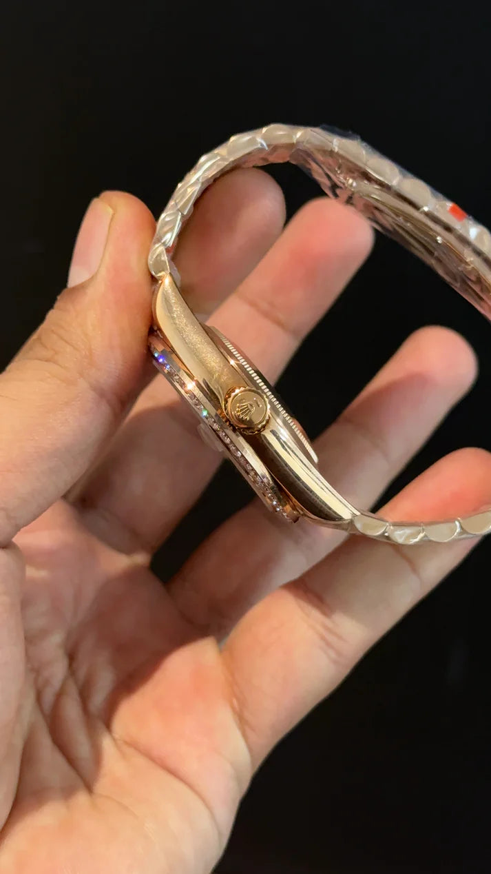 Daydate | Mother Of Pearl | Rose Chain | White Pearl Dial