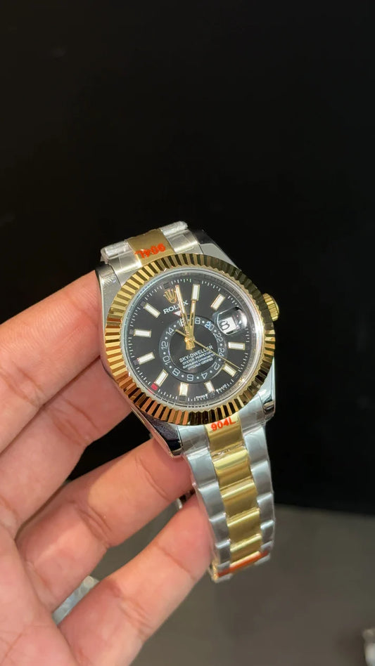 Sky Dweller | Gold Two Tone Oyester | Black Dial
