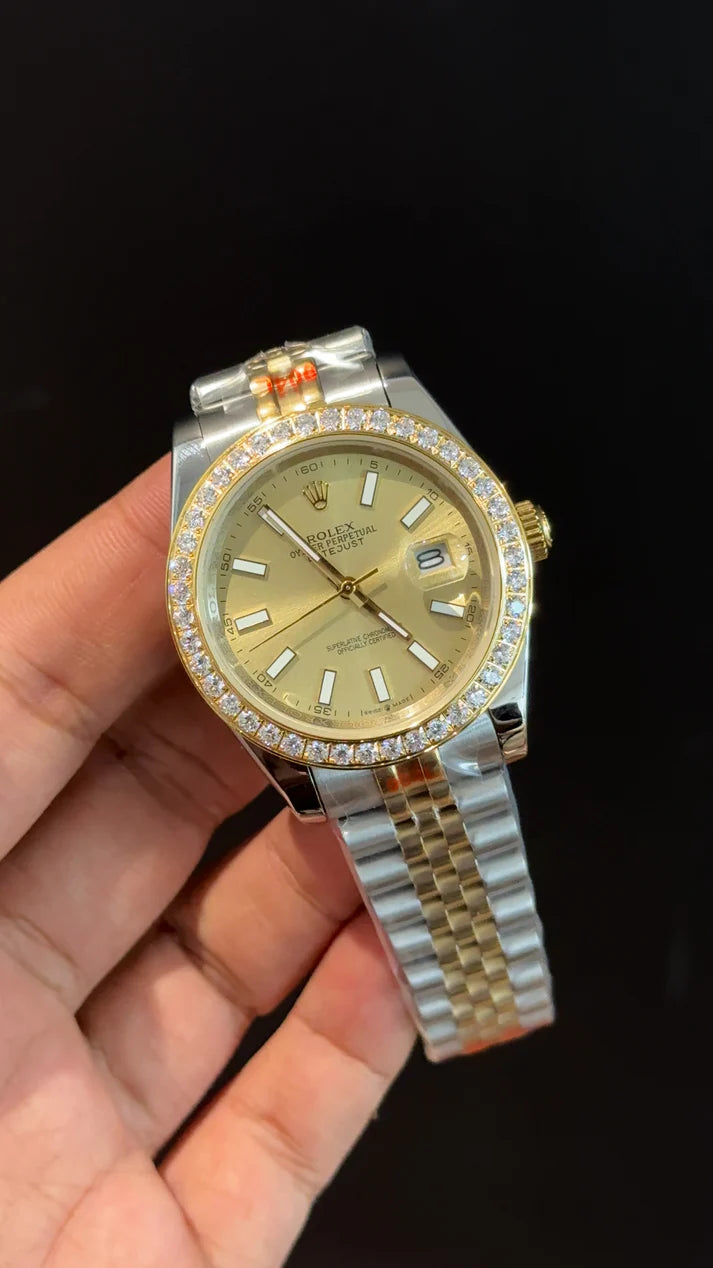 DateJust | Diamond Bezel | Gold Two Tone | Gold Dial