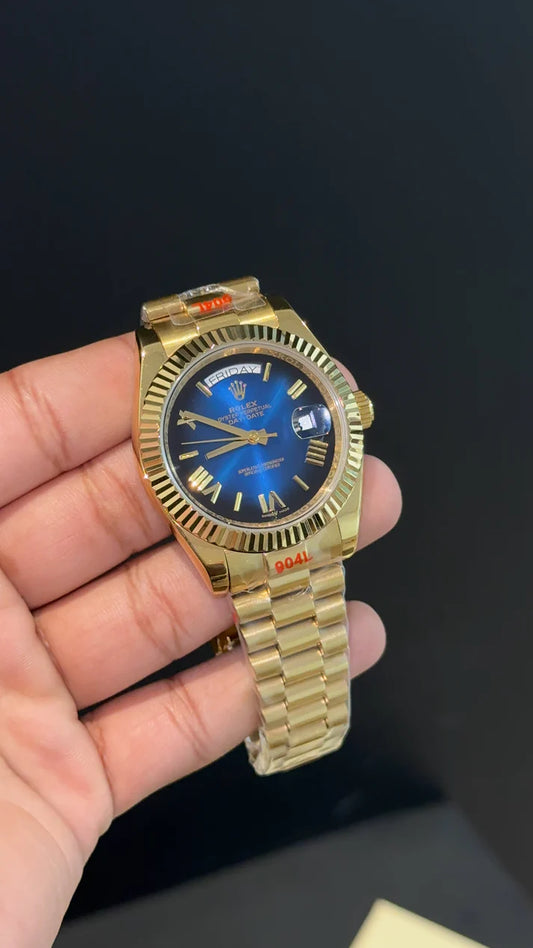 DayDate | Gold Chain | Gradient Blue Dial