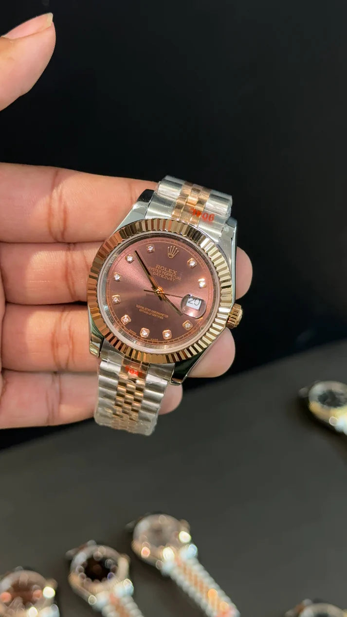 Date Just | Rose Two Tone |Choco Brown Diamond Dial