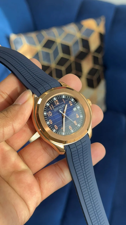 Aquanaut Auto | Rose | Blueish Dial | Blue Strap