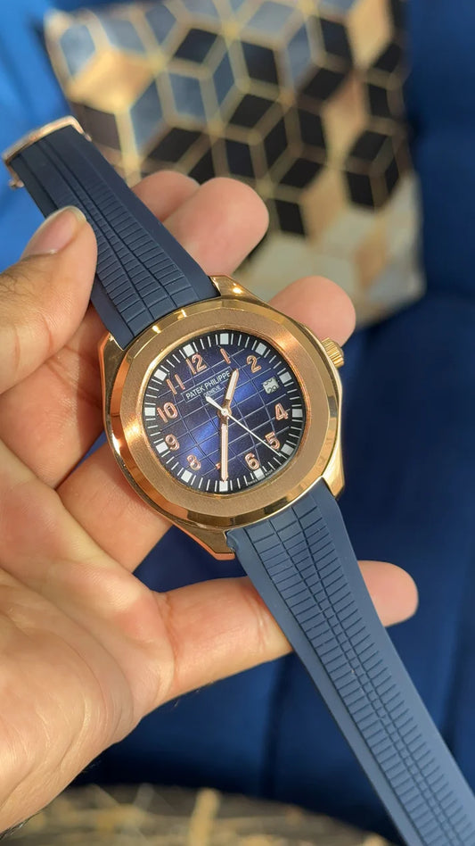 Aquanaut Auto | Rose | Blueish Dial | Blue Strap