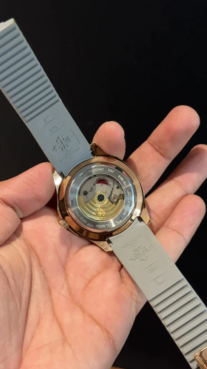 Pp Aquanaut | Auto | Rose | Grey strap | Blackish Dial
