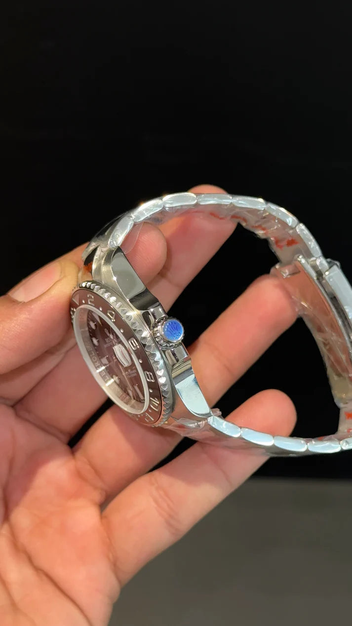 GMT Pepsi | Silver Oyester Chain | Black Dial