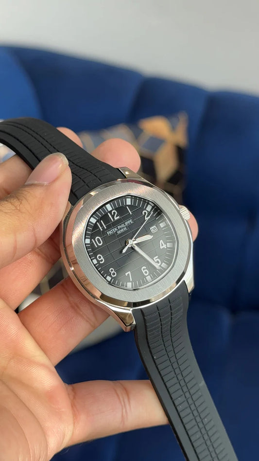 Aquanaut Auto | Silver | Black Dial | Black strap