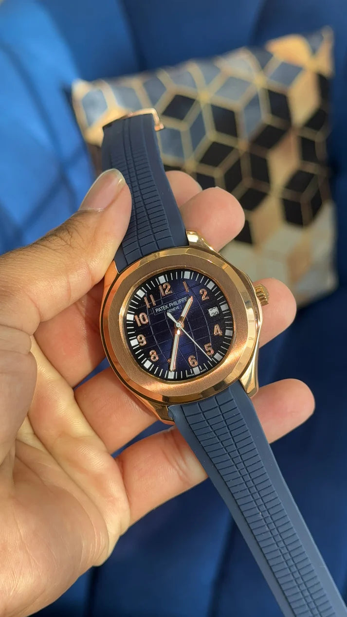 Aquanaut Auto | Rose | Blueish Dial | Blue Strap