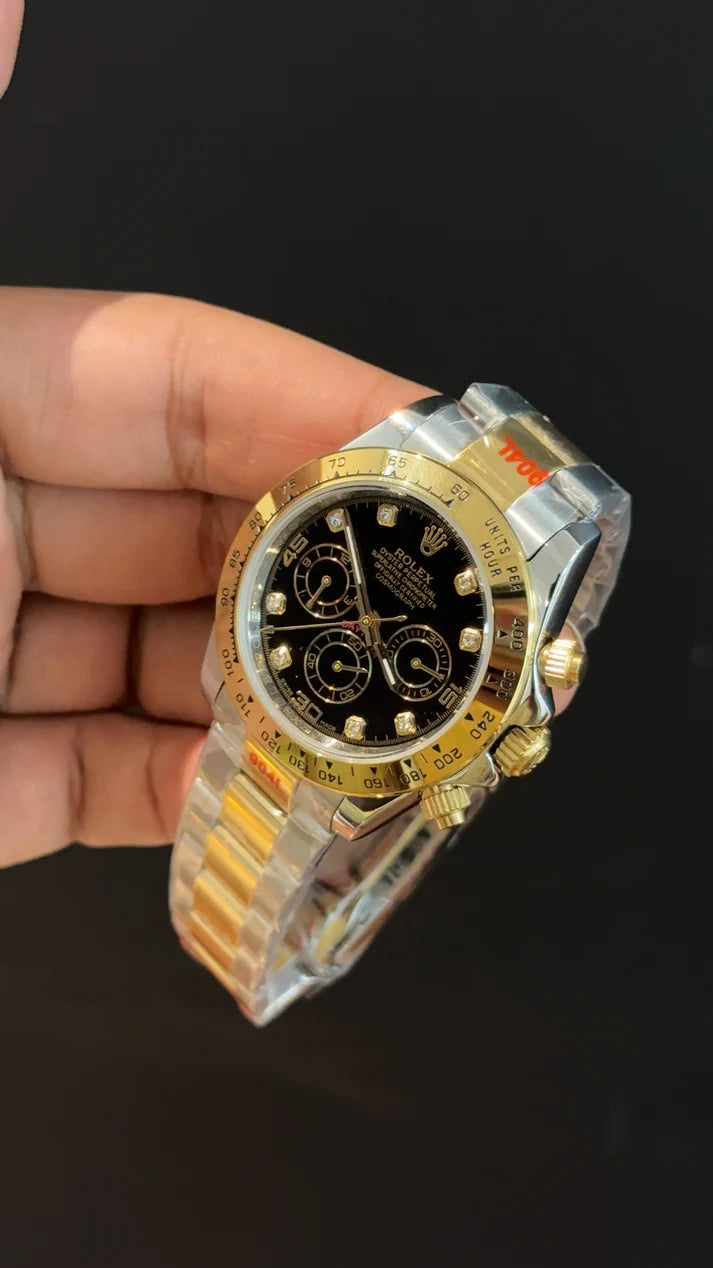 Daytona | Gold Two Tone | Chrono | Black Diamond Dial