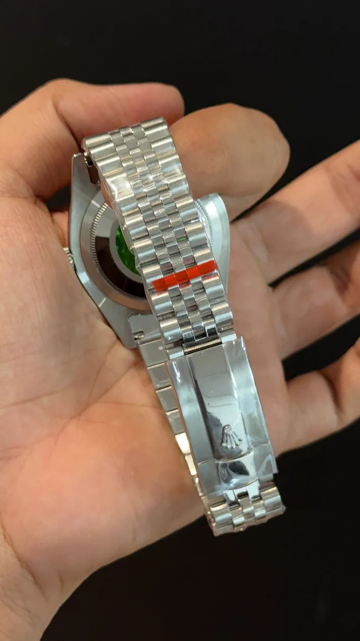 DateJust | Pearl Bezel | Silver Chain | Blue Roman Dial