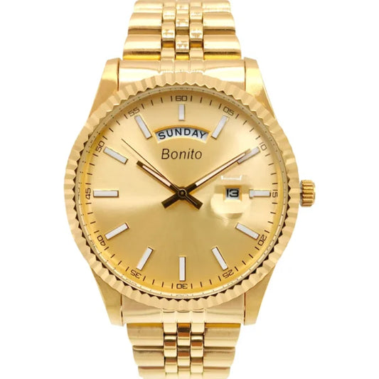 Bonito K-6007-GLD Metal Band Men Watch