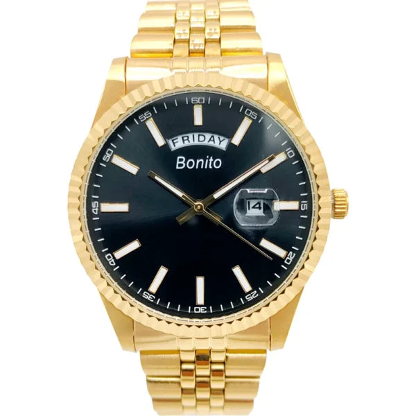 Bonito K-6007-GLD Metal Band Men Watch