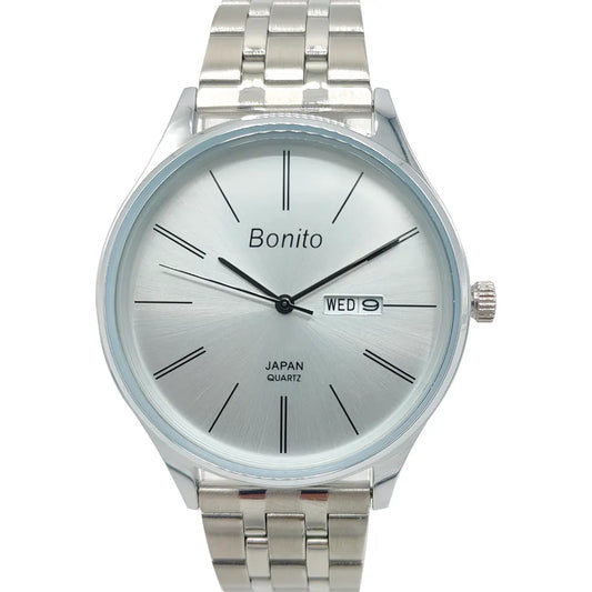 Bonito K-6137-CH-WHT Metal Band Men Watch