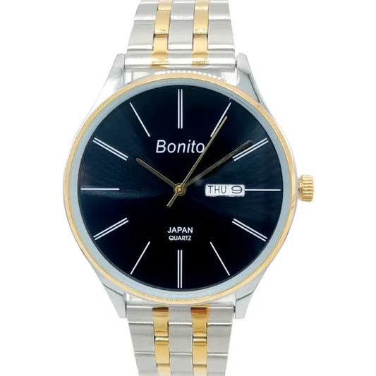 Bonito K-6137-TTGLD-BLK Metal Band Men Watch
