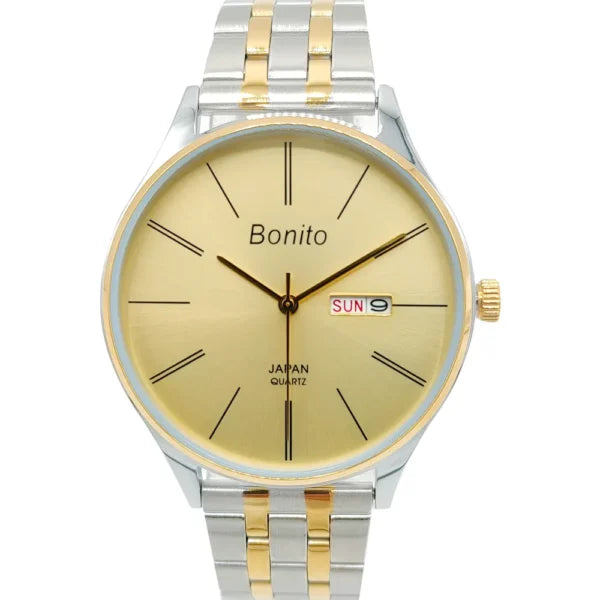 Bonito K-6137-TTGLD-BLK Metal Band Men Watch