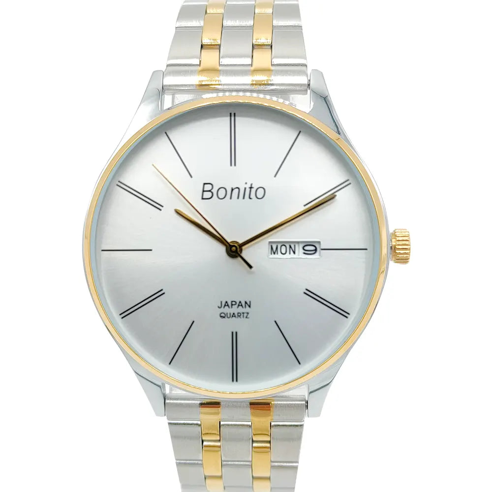 Bonito K-6137-TTGLD-BLK Metal Band Men Watch