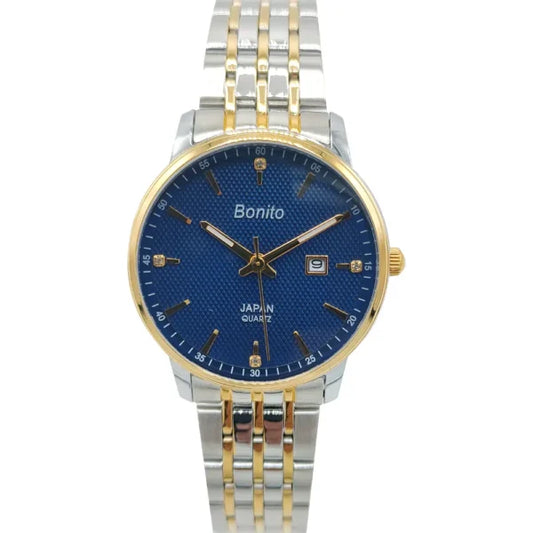 Bonito Q-1027-TTGLD-BLU Metal Band Women Watch