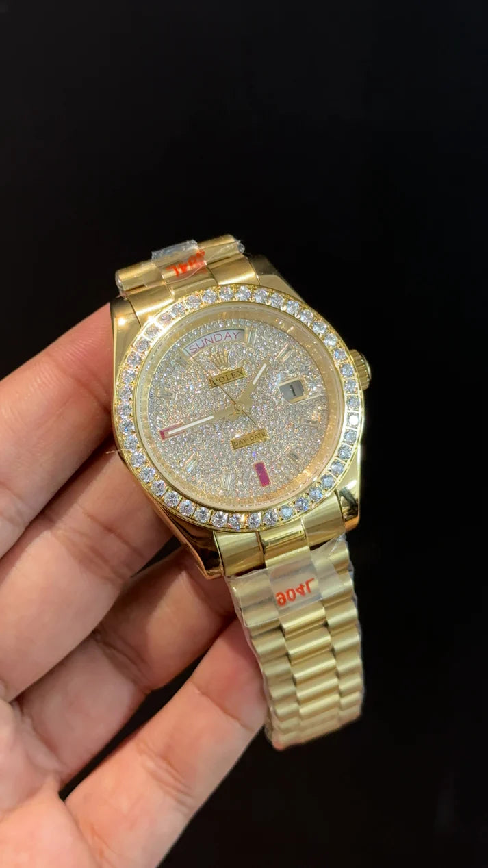 Daydate | Mother Of Pearl | Gold Chain | White Pearl Dial