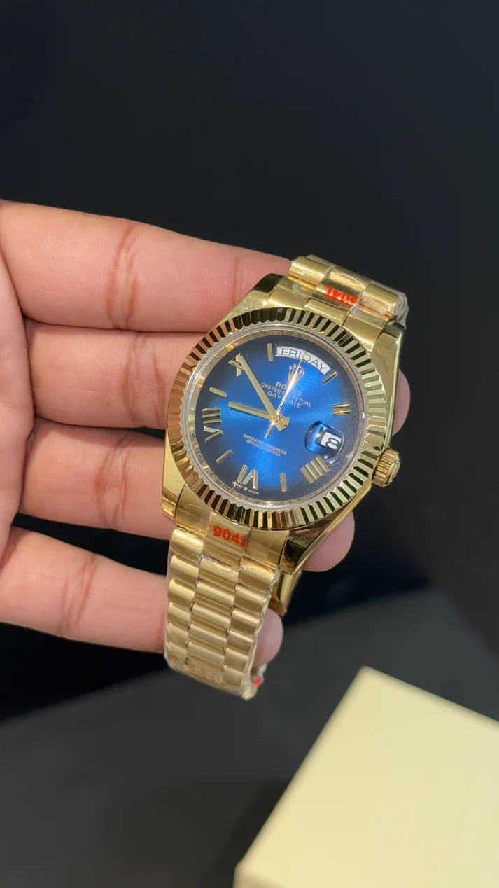 DayDate | Gold Chain | Gradient Blue Dial