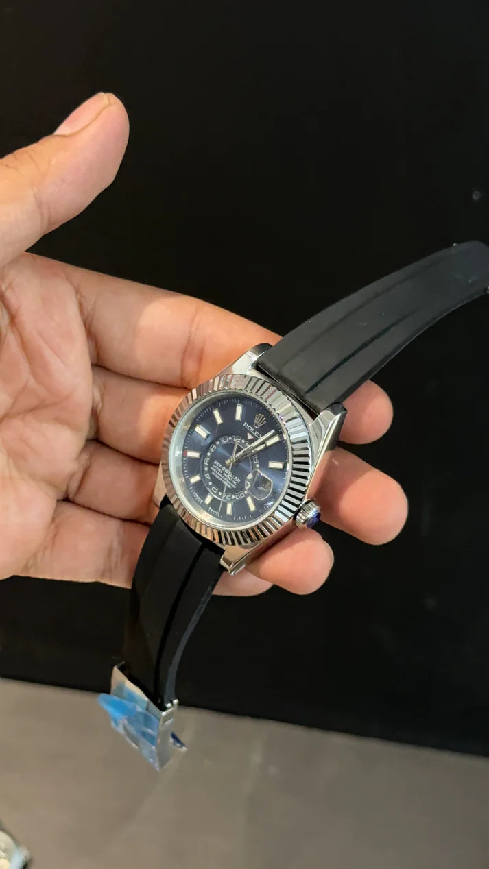 Sky Dweller | Silver | Pvc Strap | Blue Dial