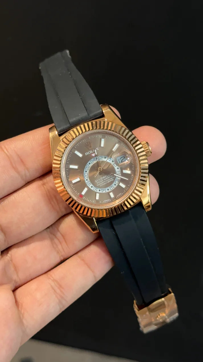 Sky Dweller | Rose | Pvc Strap | Brown Dial