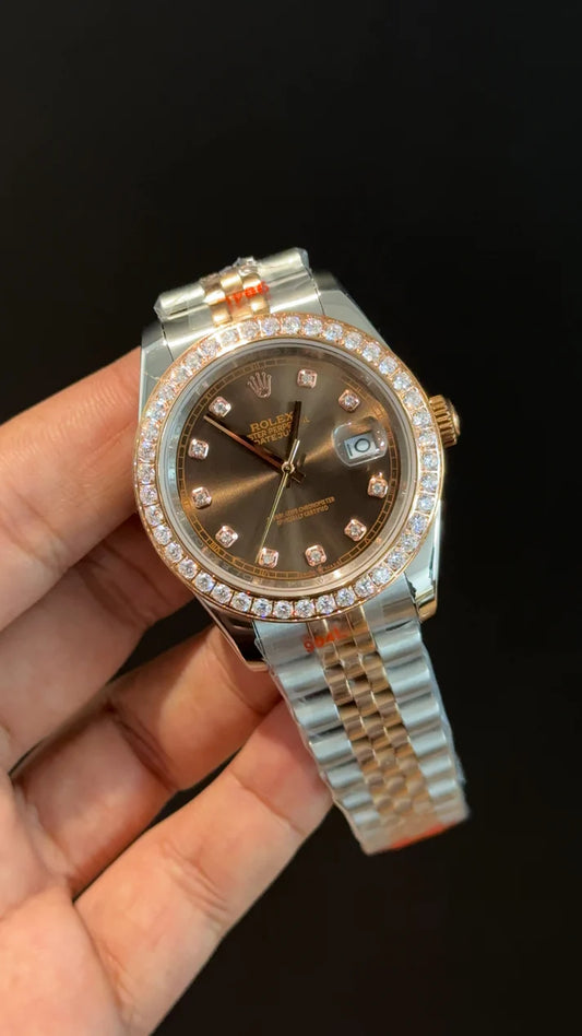 Datejust | Diamond Bezel | Rose Two Tone | Choco Diamond Dial