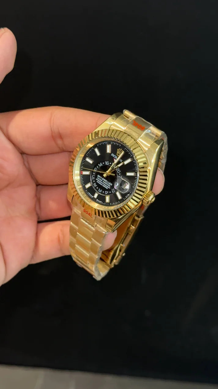 Sky Dweller | Gold Oyester Chain | Black Dial