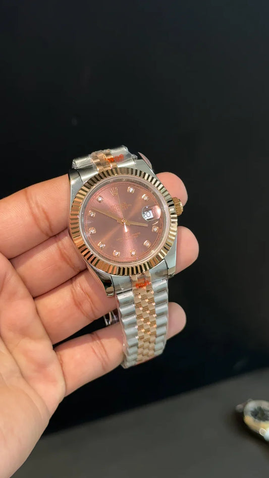 Date Just | Rose Two Tone |Choco Brown Diamond Dial