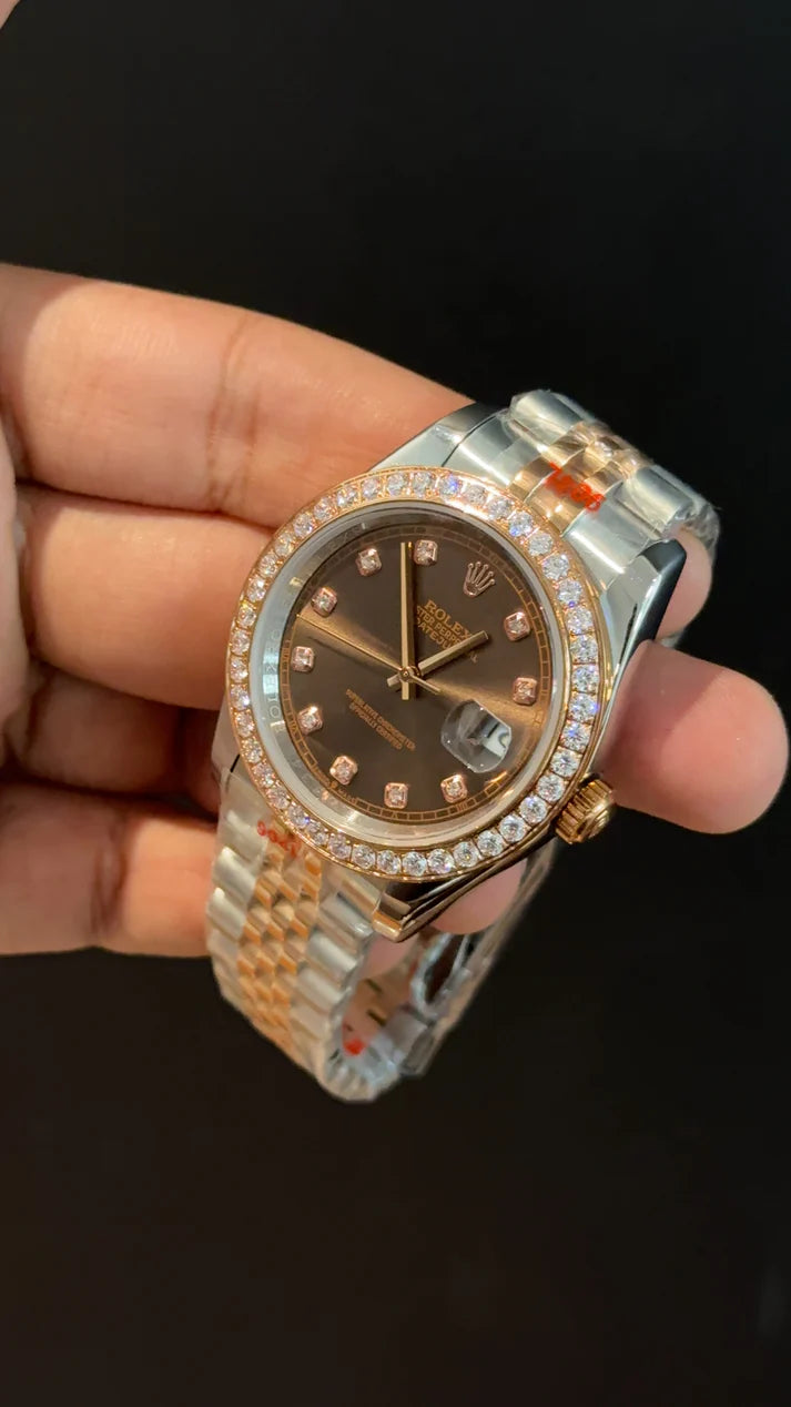Datejust | Diamond Bezel | Rose Two Tone | Choco Diamond Dial