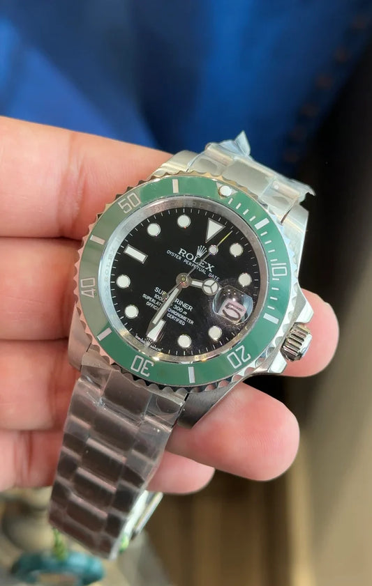 Submariner Starbucks| Silver Chain |Sub Green Case | Black Dial|