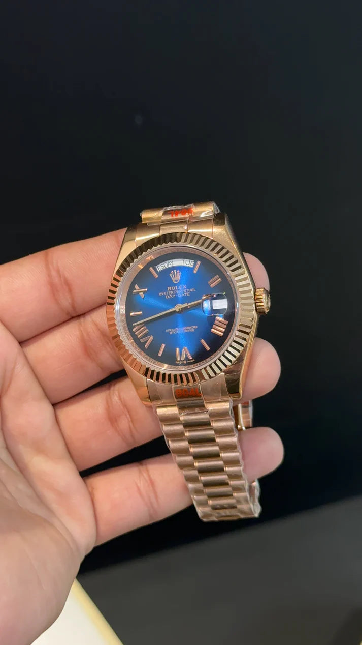 DayDate | Rose Chain | Gradient Blue Dial