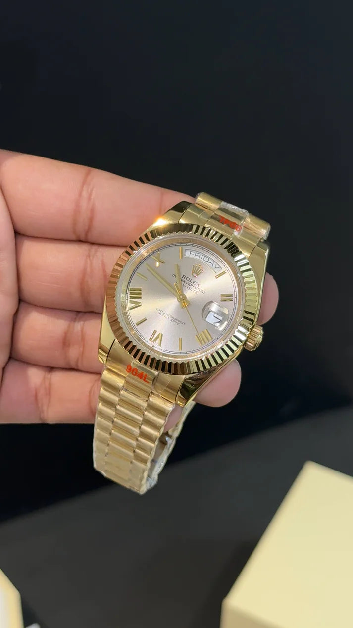 DayDate | Gold Chain | Silver Dial