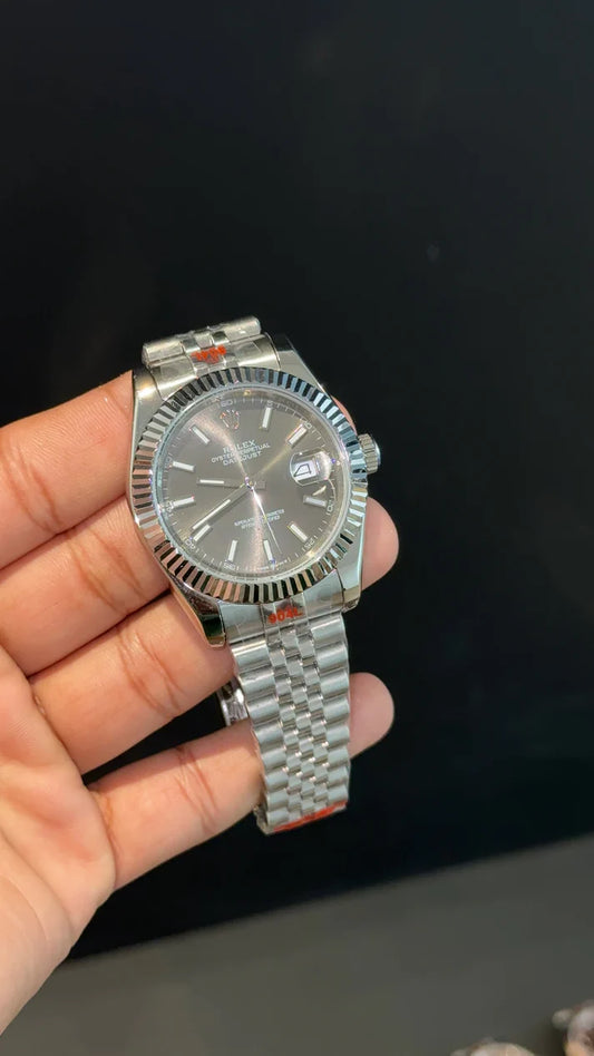 Date Just | Silver Chain | Grey Dial