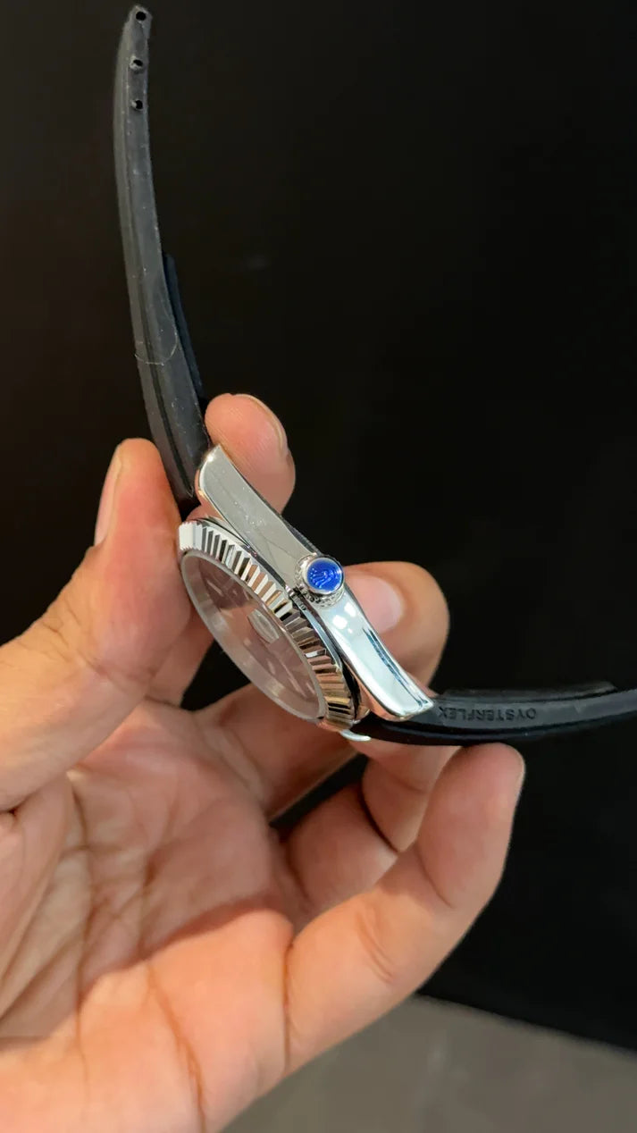 Sky Dweller | Silver | Pvc Strap | Black Dial