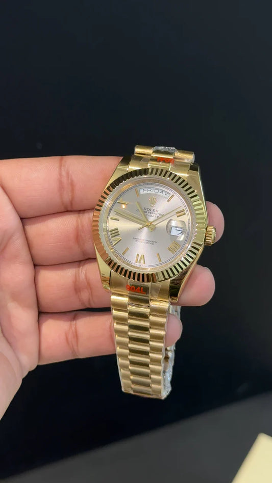 DayDate | Gold Chain | Silver Dial