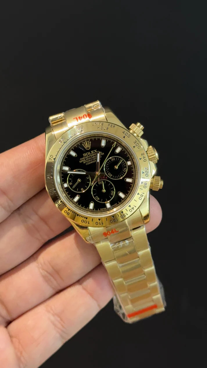 Daytona | Gold Chain | Black Chrono | Black Dial