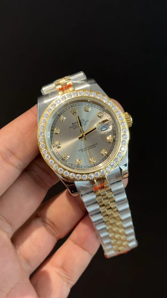 DateJust | Diamond Bezel | Gold Two Tone | Grey Diamond Dial