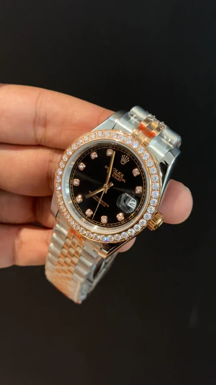 Datejust | Diamond Bezel | Rose Two Tone | Black Diamond Dial