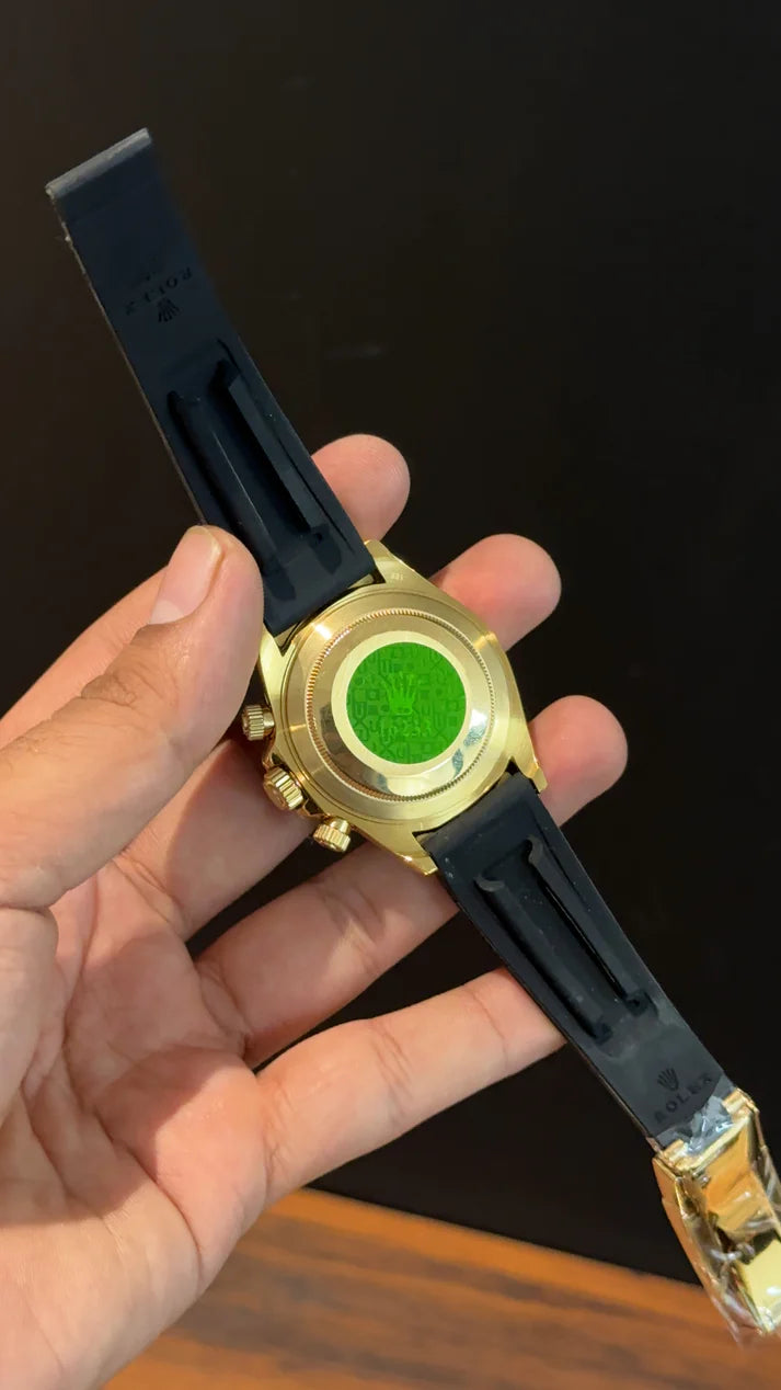 Daytona | Gold | Pvc Strap | Black Chrono | Gold Dial