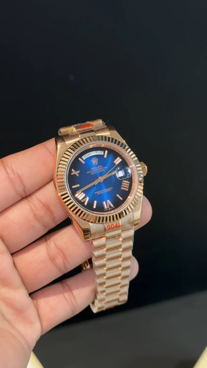 DayDate | Rose Chain | Gradient Blue Dial