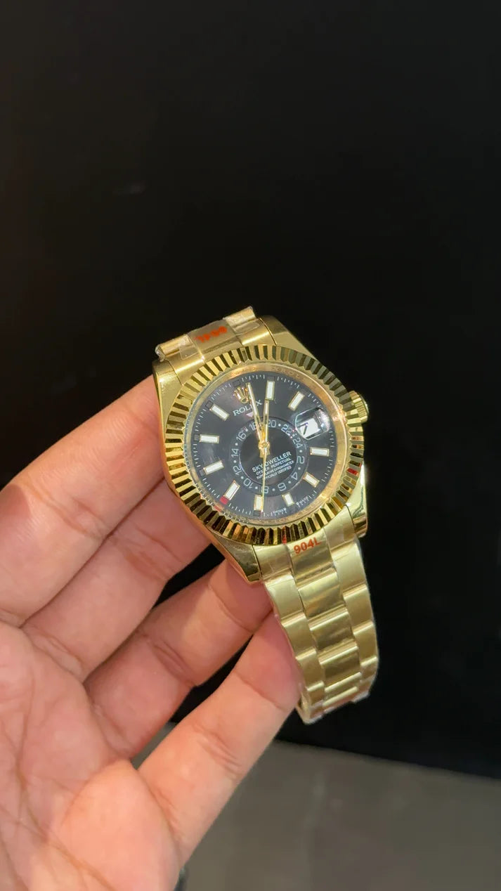 Sky Dweller | Gold Oyester Chain | Black Dial