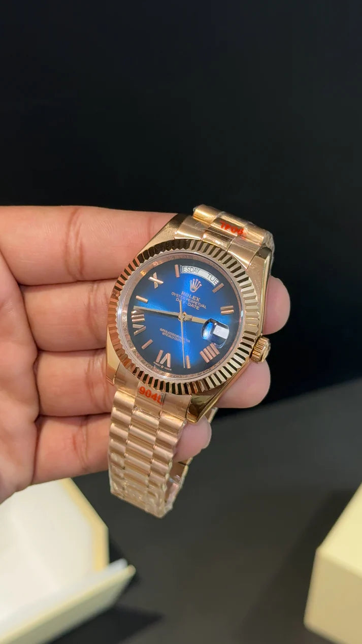 DayDate | Rose Chain | Gradient Blue Dial