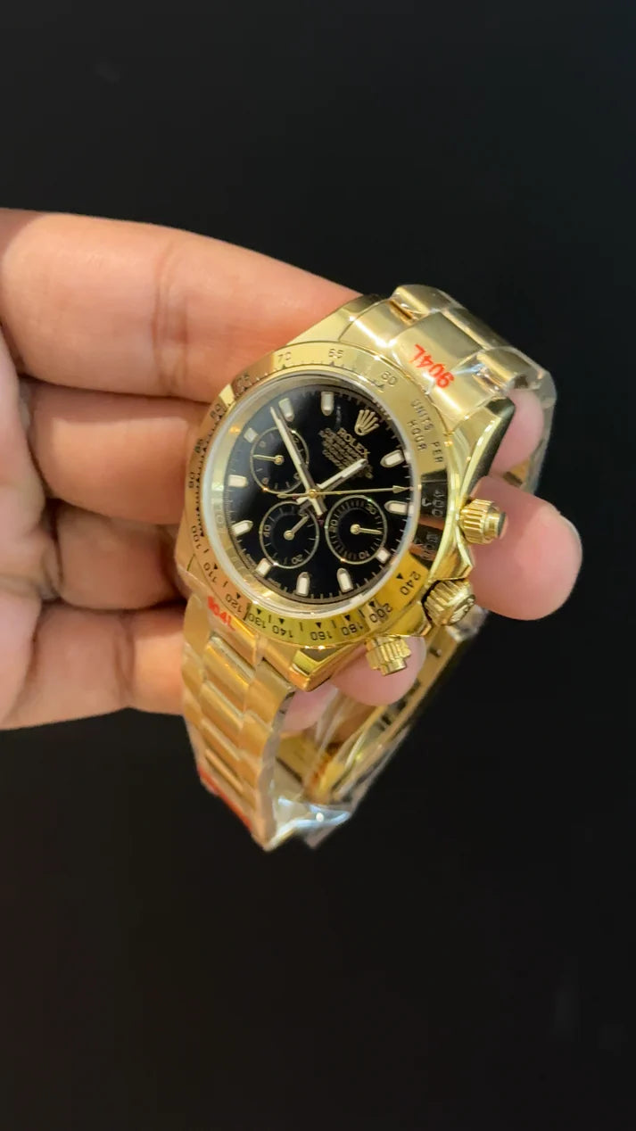 Daytona | Gold Chain | Black Chrono | Black Dial