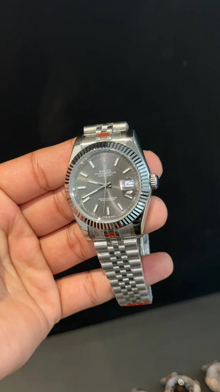 Date Just | Silver Chain | Grey Dial