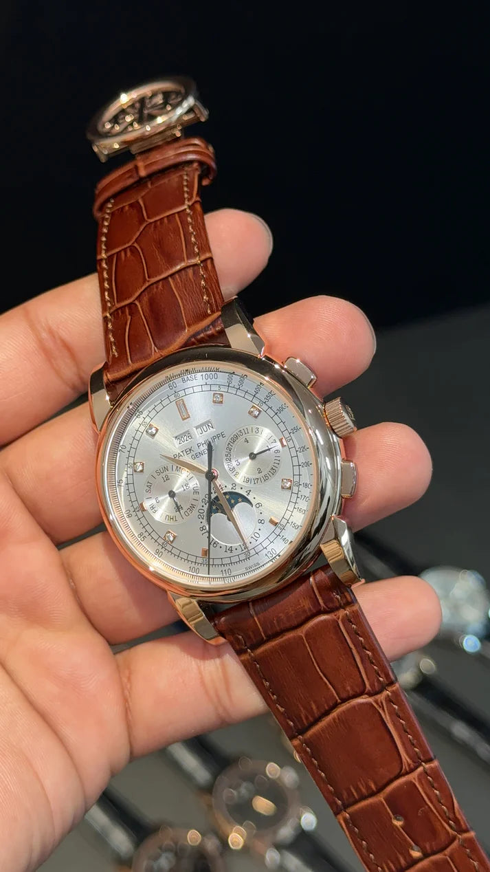 Patek Century | Auto | Diamond White Dial | Brown leather strap