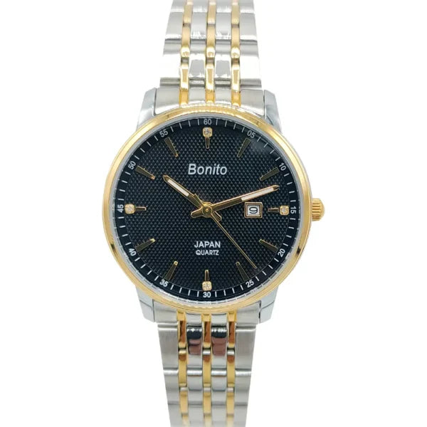 Bonito Q-1027-TTGLD-BLU Metal Band Women Watch